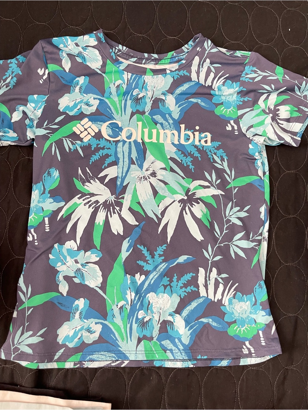 Columbia Floral Short-Sleeve Tee with Blue & Green Accents
